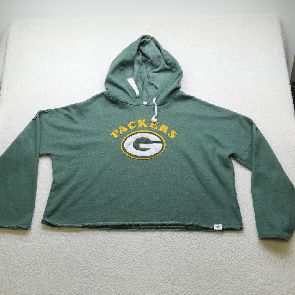 Fanatics Packers Hoodie Womens 3XL Green Bay NFL Pullover Cropped Logo Fleece